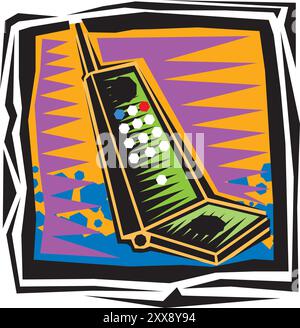 Buntes flaches Symbol mit Radio Transceiver Walkie Talkie Vektor Illustration Stock Vektor
