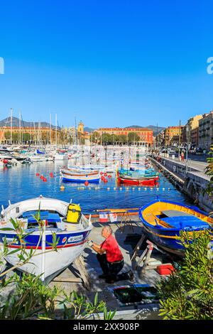 Frankreich, Alpes Maritimes, Nizza, der alte Hafen, Les Pointus Stockfoto