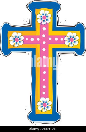 Symbol eines kirchlichen Kreuzes. Christentum Religion Symbol Design Vektor Stock Vektor