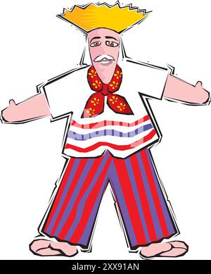 Mann in fiesta kleding en Hufdeksel Clipart Design Vektor Illustration Stock Vektor