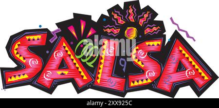 Salsa. Handgezeichnetes Wort Salsa isoliert auf weißem Hintergrund. Kann für Logo-, Flyer-, Einladungs- oder T-Shirt-Aufdruck verwendet werden. Stock Vektor