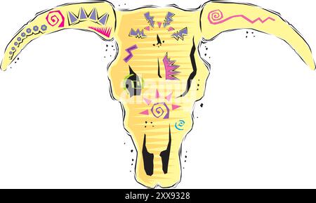 Abstrakte Kuh Schädel Muster geometrische Umrisse Tattoo Design Vektor Illustration Stock Vektor