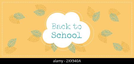 Back-to-School-Banner mit Herbstlaub-Stempel auf orangem Hintergrund. Vektorabbildung Stock Vektor