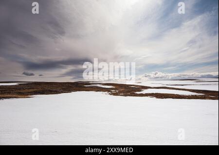 Naturlandschaften auf der Insel Mageroya entlang der Straße zum Nordkap, Norwegen Stockfoto