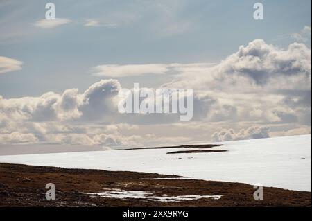 Naturlandschaften auf der Insel Mageroya entlang der Straße zum Nordkap, Norwegen Stockfoto