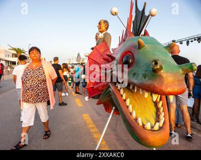 Beliebte Feste von La Rapita am Meer, Campos, Mallorca, Balearen, Spanien Stockfoto