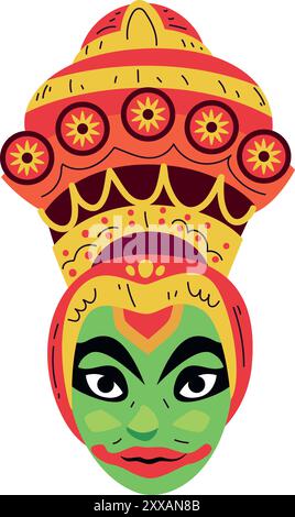 kathakali-Maske beim Onam-Festival Stock Vektor