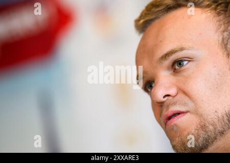 Stuttgart, Deutschland. August 2024. Para Athletics: Niko Kappels Medientag vor den Paralympischen Spielen in Paris 2024. Niko Kappel nimmt an einer Pressekonferenz Teil. Quelle: Tom Weller/dpa/Alamy Live News Stockfoto