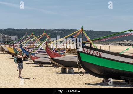 Küstenstadt das Dorf Nazare ist eine portugiesische Gemeinde. Strände am Atlantik geben dem Nazaré-Canyon seinen Namen. Portugal, Europa. Stockfoto