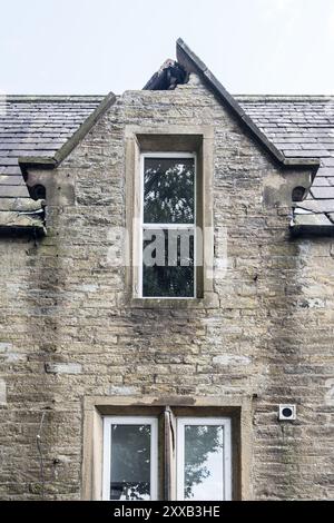 Sturm Lilian, mit starkem Regen und starken Winden, traf einige Bäume und Grundstücke in Long Preston, North Yorkshire (der 12. Benannte Sturm der Saison). Stockfoto