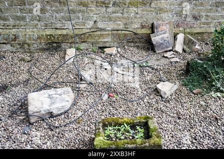 Sturm Lilian, mit starkem Regen und starken Winden, traf einige Bäume und Grundstücke in Long Preston, North Yorkshire (der 12. Benannte Sturm der Saison). Stockfoto