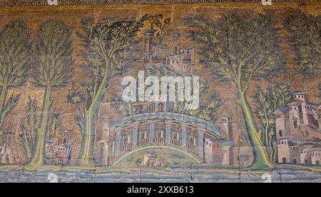 Detail der Mosaiken, westlichen Portikus, große Moschee von Damaskus Stockfoto