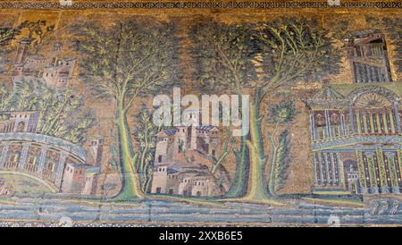 Detail der Mosaiken, westlichen Portikus, große Moschee von Damaskus Stockfoto