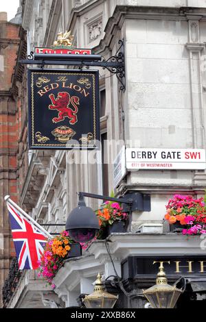 The Red Lion Pub and Restaurant in Westminster, traditioneller britischer Pub in London, England Stockfoto