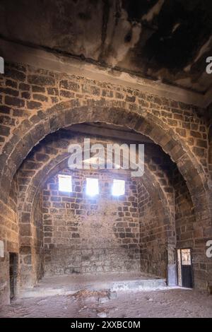 Das Innere der Ayyubid Abu'l-Fida-Moschee aus dem Jahr 1225, neben der Zisterne in Bosra, Syrien Stockfoto