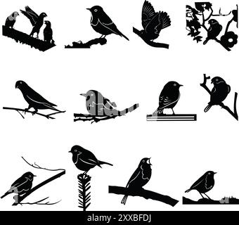 Set of bird silhouette design on a white background Stock Vektor