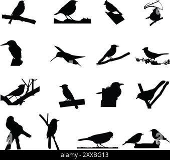 Set of bird silhouette design on a white background Stock Vektor