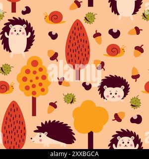 Nahtloses Muster mit Tieren und Bäumen Stock Vektor