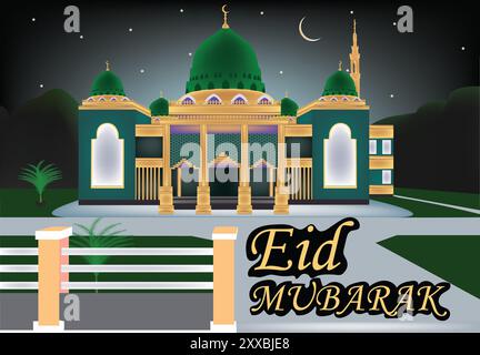 EID Mubarak Premium-Vektor-Illustration mit Luxusdesign. Goldener schwarzer eid mubarak Hintergrund mit Stern und Mond. Stock Vektor