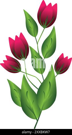 Illustration des roten Farbe Blumenstrauß Blume Vektor Design auf einem weißen Hintergrund Stock Vektor