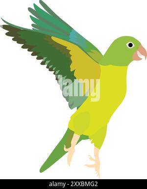 Fliegende Psittacine Papageienvektor-Illustration auf einem weißen Hintergrund Stock Vektor