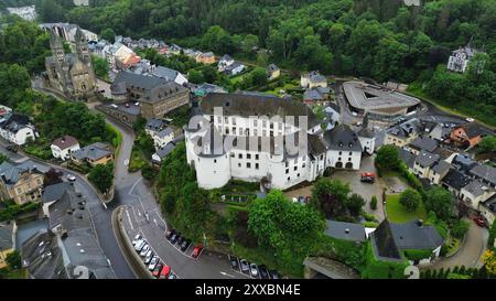 Drohnenfoto Schloss Clervaux Luxemburg europa Stockfoto