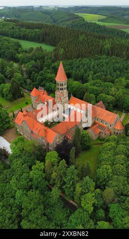 Drohnenfoto Clervaux Abbey Luxemburg europa Stockfoto