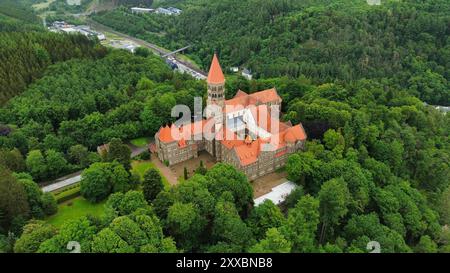 Drohnenfoto Clervaux Abbey Luxemburg europa Stockfoto