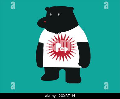 Niedliches Pop-Bear-T-Shirt-Design – lustige und verspielte, personalisierte Grafik für Bekleidung Stock Vektor