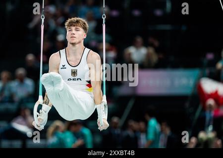 FRA, Paris, Olympische Spiele Paris 2024, Bercy Arena, 27. Juli 2024, olympische Gymnastikprozesse - Männer, Apparat Pascal Brendel (D, Nummer 137), Ringe Credit: HMB Media/Steffie Wunderl/Alamy Archival Stockfoto