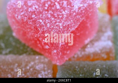 Set von Jelly Cubes Bonbons Nahaufnahme, Diätkonzept. Stockfoto