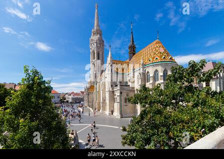 Kirche der Himmelfahrt des Budaer Schlosses (Matthiaskirche), ursprünglich 14. Jahrhundert, Budaer Schlossbezirk, Budapest, Ungarn Stockfoto