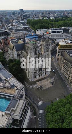 Drohnenfoto St.-Michel-et-Gudule Kathedrale brüssel belgien europa Stockfoto