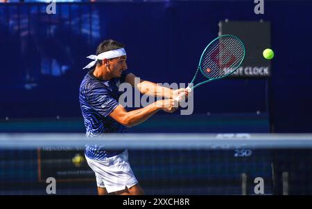 22. August 2024: Winston-Salem Open, ATP Tour, Wake Forest Tennis Complex, Winston Salem, North Carolina. David Beach/CSM Credit: CAL Sport Media/Alamy Live News Stockfoto