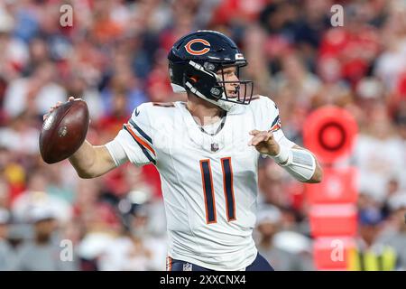 22. August 2024: Chicago Bears Quarterback Brett Rypien (11) während eines Vorsaisonspiels gegen die Kansas City Chiefs im GEHA Field im Arrowhead Stadium in Kansas City, MO. David Smith/CSM Stockfoto