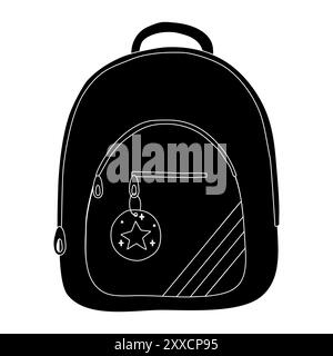 Schwarze Silhouette des Schulrucksacks, Glyphe Icon flache Vektor-Illustration Stock Vektor