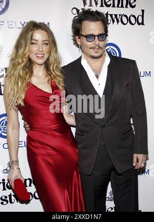 Amber Heard und Johnny Depp bei der Art of Elysium's 9th Annual Heaven Gala, die am 9. Januar 2016 im 3LABS in Culver City, USA, stattfand Stockfoto