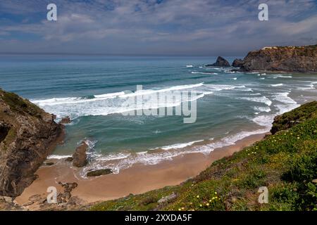 Strand am Atlantik in Praia de Odeceixe, Algarve, Portugal, Europa Stockfoto