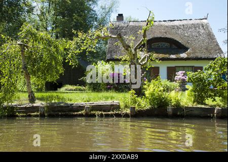 Haus am Ufer des Spreewald Stockfoto