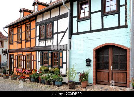 Fachwerkhäuser am Münzberg in Quedlinburg Stockfoto