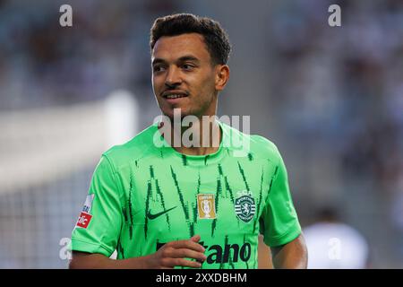 Faro, Portugal. August 2024. Pedro Goncalves (Sporting CP) wurde während des Liga Portugal Spiels zwischen den Teams des SC Farense und Sporting CP in Estadio Algarve gesehen. Ergebnis: SC Farense 0-5 Sorting CP Credit: SOPA Images Limited/Alamy Live News Stockfoto