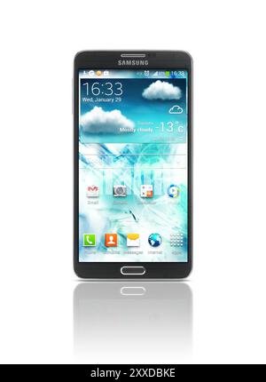 Samsung Galaxy Note III Smartphone isoliert Foto auf weißem Hintergrund mit Beschneidungspfad Stockfoto