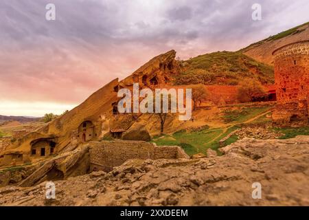 David Gareji oder Garedja Höhle Kloster in Georgien, in der Region Kachetien, Sunset View Stockfoto