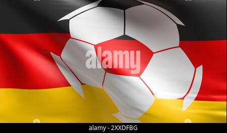 Soccer ball mit der deutschen Flagge, WM-Konzept 3D-Rendering Stockfoto