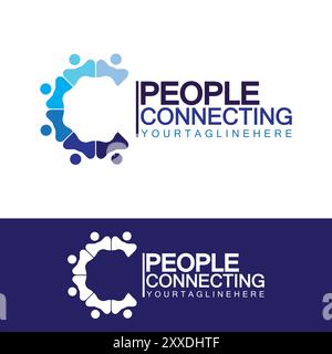 Abstrakter Anfangsbuchstabe C Connecting People Logo Vektor Design-Vorlage Stock Vektor