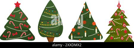 Christmas Tree with Red Ornaments Stock Vektor