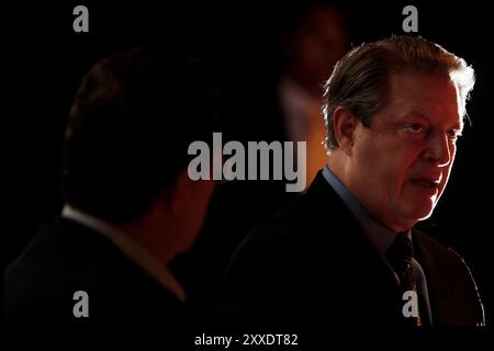 Der ehemalige Vizepräsident Al Gore sprach im Lincoln Square Theater in New York über den neuen Dokumentarfilm " an Unconvenient Truth". Stockfoto