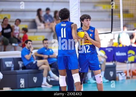 Daniele Carpita (Italia U20) during Cisterna Volley vs Italy U20, Volleyball Test Match in Cisterna Latina, Italy, August 23 2024 Credit: Independent Photo Agency Srl/Alamy Live News Stock Photo