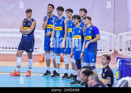 Italia U20 während Cisterna Volley vs Italy U20, Volleyball Test Match in Cisterna Latina, Italien, 23. August 2024 Credit: Independent Photo Agency Srl/Alamy Live News Stockfoto