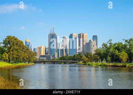 Landschaft von Melbourne CBD, der Hauptstadt des australischen Bundesstaates Victoria Stockfoto